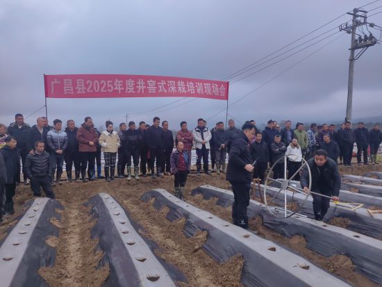 圖為謝延輝講授井窖式深栽技術(shù)要點(diǎn)