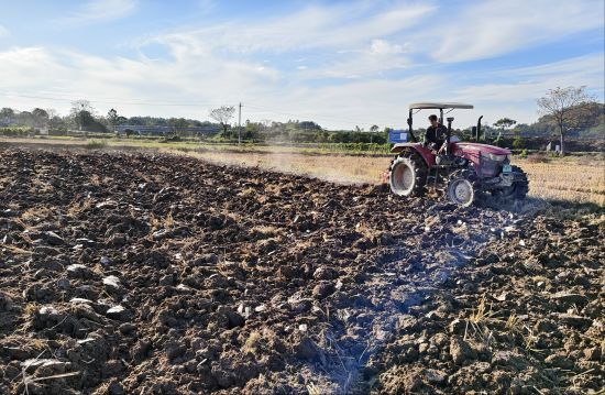 圖為機(jī)耕手在大由鄉(xiāng)王沙村煙田進(jìn)行深翻作業(yè)